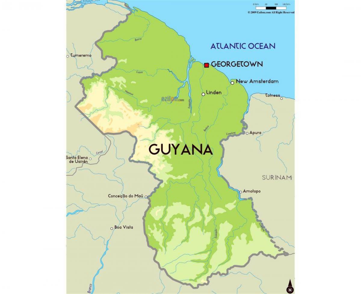 une carte de la Guyane