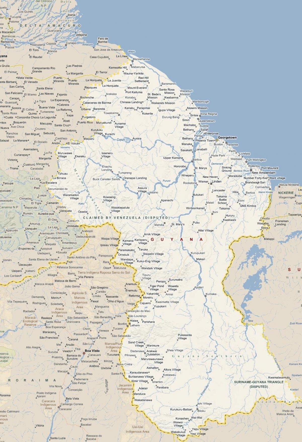 carte de carte détaillée de la Guyane