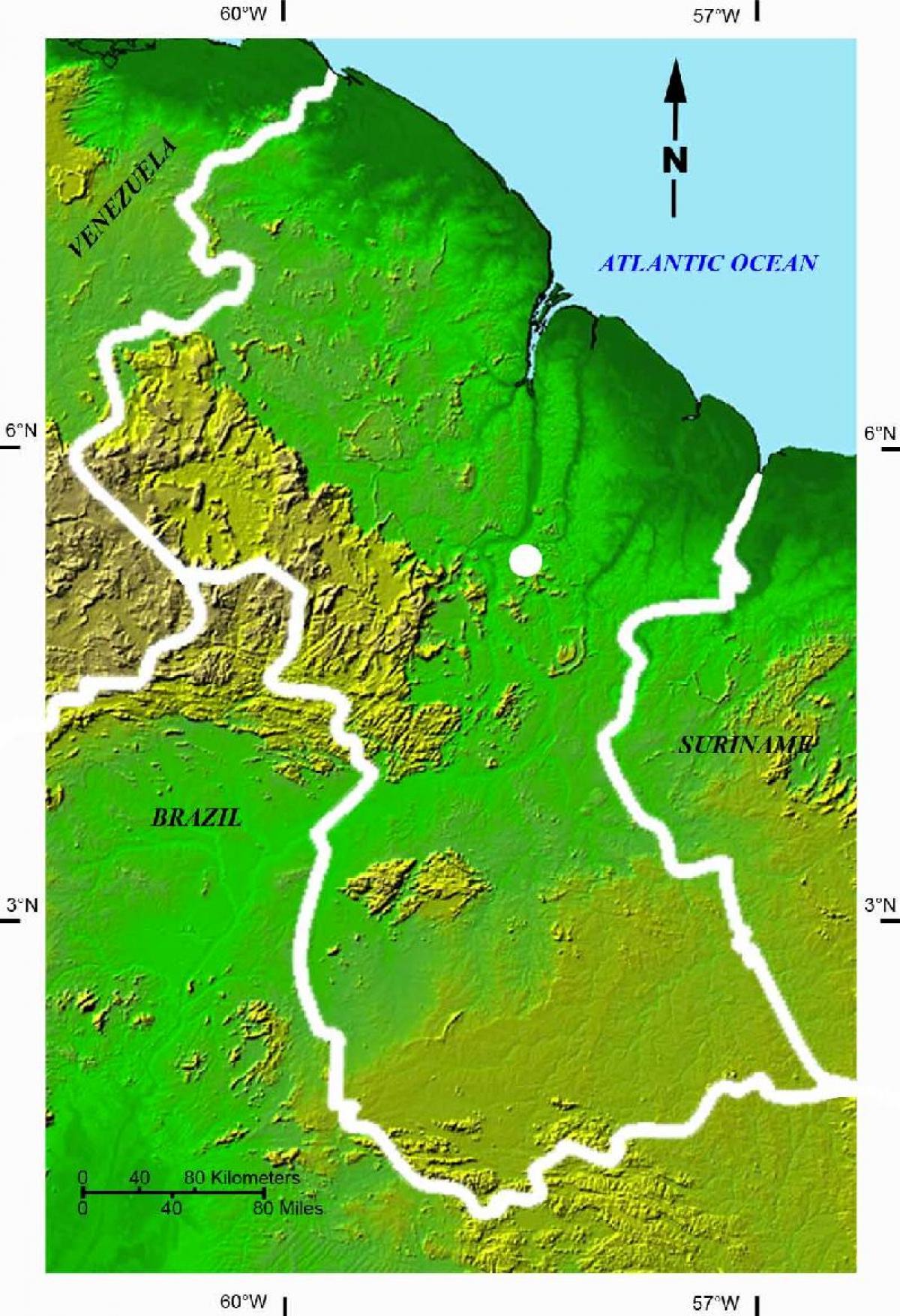 carte de la carte satellite de la Guyane