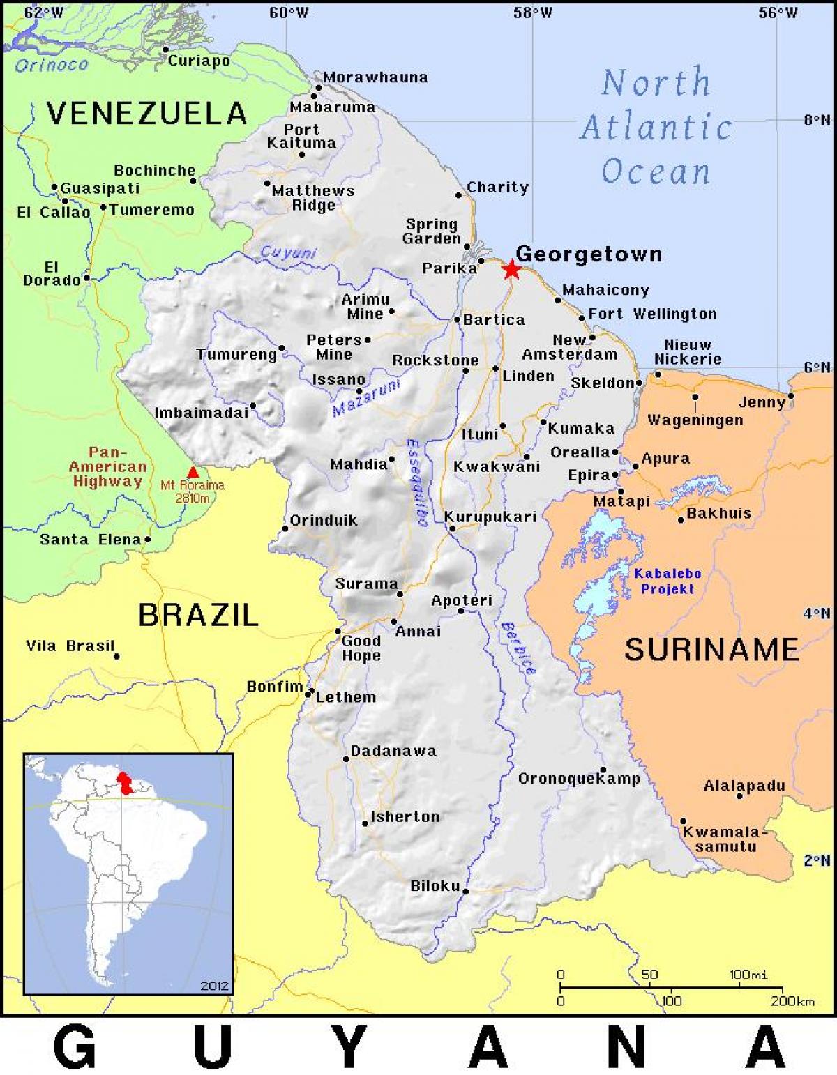 carte de la Guyane, pays