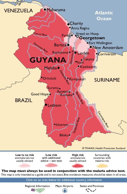 la carte de la Guyane