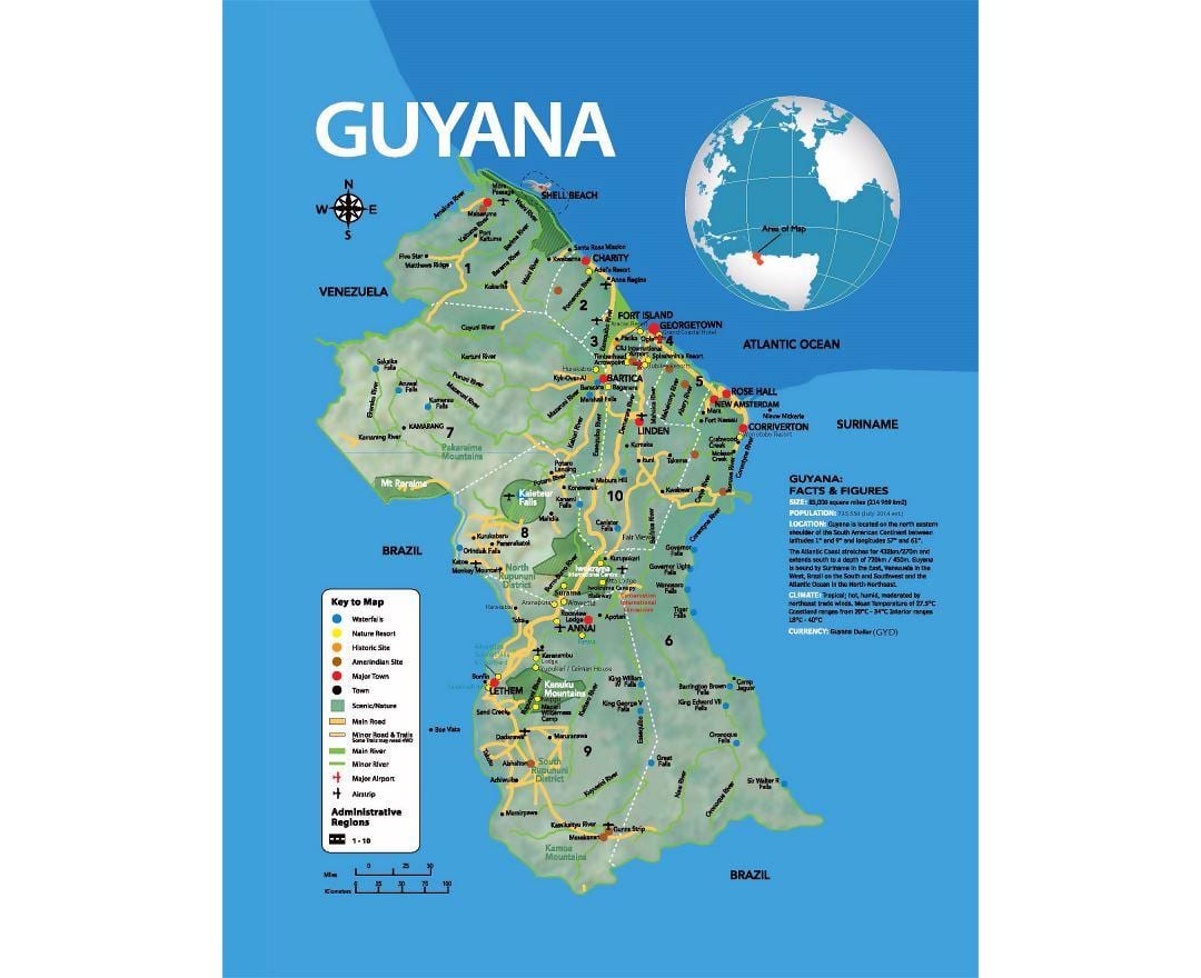 carte de la carte montrant comment les amérindiens sont venus à la Guyane