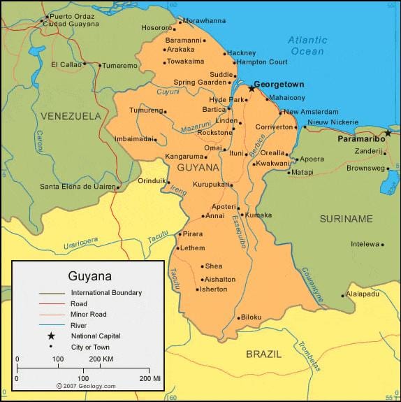 carte de la Guyane politique 