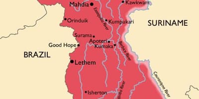 La carte de la Guyane