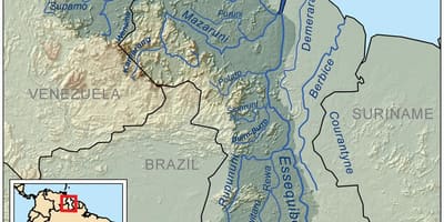 Carte de la Guyane montrant les rivières