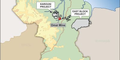 Carte de la Guyane montrant des ressources minérales